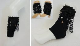 24 Bulk Boot Cuffs [black With Fringe]