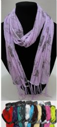 24 Bulk Sheer Scarf With FringE--Pinstripe/roses/sparkle