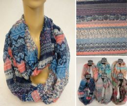 24 Bulk ExtrA-Wide Light Weight Infinity Scarf: FloraL-Paisley Multiprint