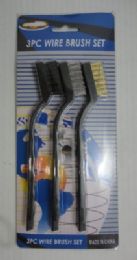 24 Bulk 3pc 7" Mini Wire Brush SeT-Black Handle