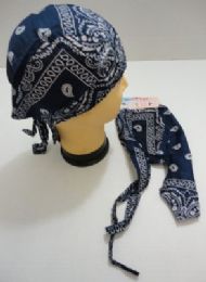24 Bulk Skull CaP-Navy Blue Paisley