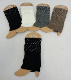 24 Bulk Knitted Boot Cuffs [rhinestones]