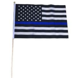24 Bulk 12"x18" Stick Flag [blue Lives Matter]
