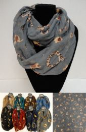 24 Bulk ExtrA-Wide Light Weight Infinity Scarf [elephant Print]