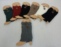 24 Bulk Knitted Boot Cuffs [scalloped Top With Button]