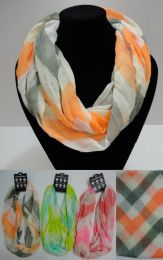 24 Bulk Light Weight Infinity Scarf [two Color Wide Chevron]