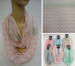 24 Bulk Light Weight Infinity Scarf [chevron & Polka Dots]