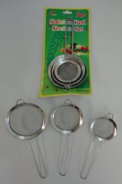 24 Bulk 3pc Stainless Steel Strainer Set