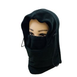 24 Bulk Extra Warm Black Fleece Hooded Face Mask