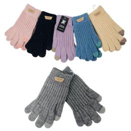 24 Bulk Ladies Knitted Touch Screen Gloves [fashion Collection]