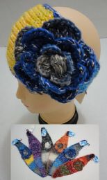 48 Bulk Wide Hand Knitted Ear Band [color Fade & Flower] *loop