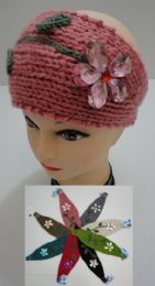 48 Bulk Hand Knitted Ear Band [jewel Flower]