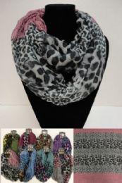 24 Bulk ExtrA-Wide Light Weight Infinity Scarf [mixed Animal Print]
