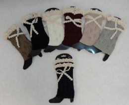 24 Bulk Knitted Boot Cuffs [antique Lace Bow]
