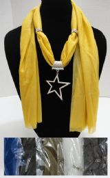 24 Bulk Scarf NecklacE-Rhinestone Star 68"