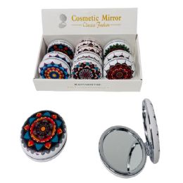 24 Bulk Folding Round Compact Mirror [mandala] 7cm