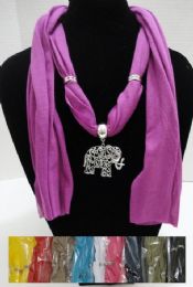 24 Bulk Scarf NecklacE-Scrollwork Elephant 70"