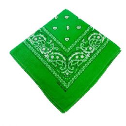 24 Bulk BandanA-Lime Green Paisley