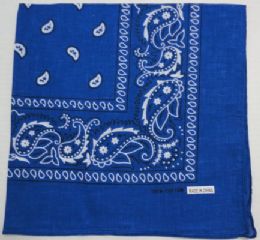 24 Bulk BandanA-Royal Blue Paisley