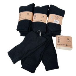 24 Bulk 3pr Casual Athletic Crew Socks Black 10-13