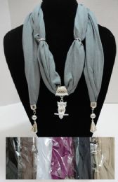 24 Bulk Scarf Necklace With End CharmS-Owl 70"