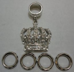 24 Bulk Scarf Charm: Rhinestone Crown