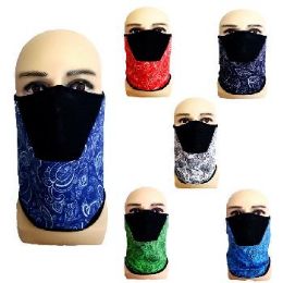 24 Bulk Half Face Mask/gaiter/buff [paisley With Mesh]