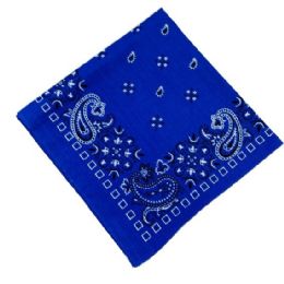 24 Bulk BandanA--Royal Blue Paisley Print