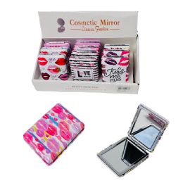 24 Bulk Folding Compact Mirror [love & Kisses] 3.25"x2.5"