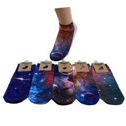 24 Bulk 1pr Ladies/teens Thin Casual Socks 9-11 [galaxy]