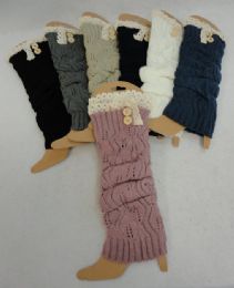 24 Bulk Knitted Leg Warmers [antique Lace/2 Buttons]