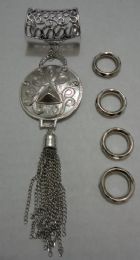 24 Bulk Scarf Charm: Round Charm With Tassel
