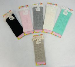 24 Bulk Knitted Boot Cuffs Pastel [antique LacE-2 Buttons]