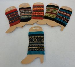 24 Bulk Knitted Boot Cuffs [aztec Print]