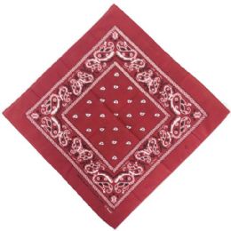 24 Bulk BandanA-Dark Red Paisley