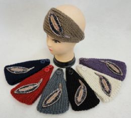 48 Bulk Hand Knitted Ear Band [beaded Leaf]