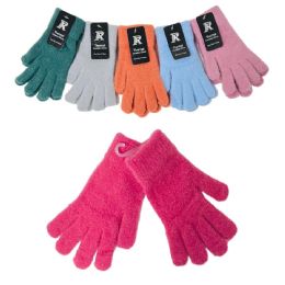 24 Bulk Youth Size Medium: Brushed Faux Cashmere Gloves [girls]