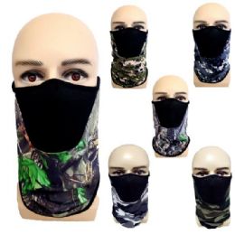 24 Bulk Half Face Mask/gaiter/buff [camo Assortment With Mesh]