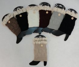 24 Bulk Knitted Boot Cuffs [1 ButtoN-Antique Lace]