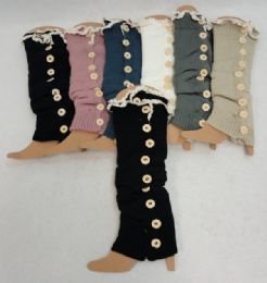 24 Bulk Knitted Leg Warmers [antique Lace/9 Buttons]
