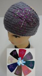 48 Bulk Wide Hand Knitted Ear Band [rhinestone Cross]