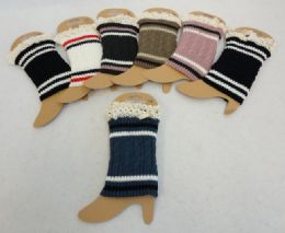 24 Bulk Knitted Boot Cuffs W Antique Lace [cable Knit Varsity]