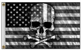 24 Bulk 3'x5' American Flag With Skull [black & White]