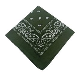 24 Bulk BandanA-Hunter Green Paisley