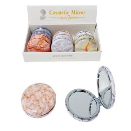 24 Bulk Folding Round Compact Mirror [marble] 7cm