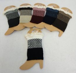 24 Bulk Knitted Boot CuffS-Antique Lace [solid Bottom/twO-Tone Top]