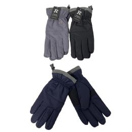 24 Bulk Men's PlusH-Lined Waterproof Gloves With Gripper Palm