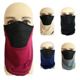 24 Bulk Half Face Mask/gaiter/buff [solid Color With Mesh]