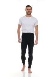 60 Bulk Mens Cotton Thermal Waffle Pants, Black Size X-Large