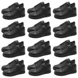 12 Bulk Mens Low Court Sneakers Black 12 Pairs